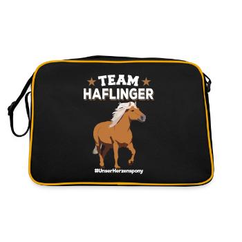 Team Haflinger Reiten Reiter Geschenk - Retro Tasche - Schwarz/Gold - Hinten