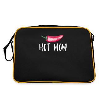 Hot Mom Chilli Spruch für Väter - Retro Tasche - Schwarz/Gold - Hinten