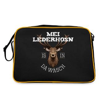 Mei Lederhosn is in da Wäsch - Retro Tasche - Schwarz/Gold - Hinten
