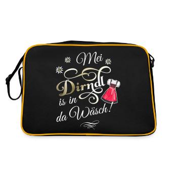 Mei Dirndl is in da Wäsch - Retro Tasche - Schwarz/Gold - Hinten