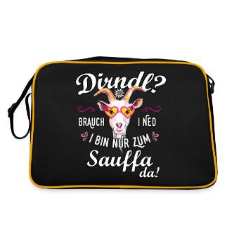 Damen Trachtenshirt Saufen Sauffa Dirndl Sprüche - Retro Tasche - Schwarz/Gold - Hinten