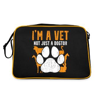 Ich bin Tierarzt nicht nur DOGTOR - Retro Tasche - Schwarz/Gold - Hinten