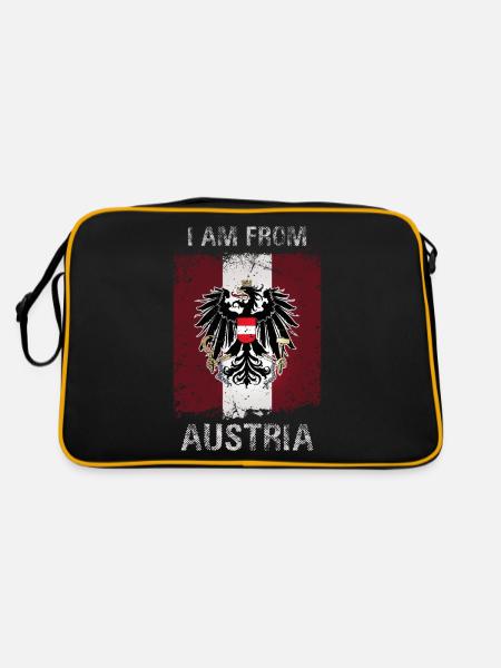 Österreich I am from Austria Retro Fahne Flagge - Retro Tasche - Schwarz/Gold - Hinten