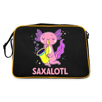 Cute Axolotl Kawaii Saxalotl - Sac Retro - noir/or - Dos