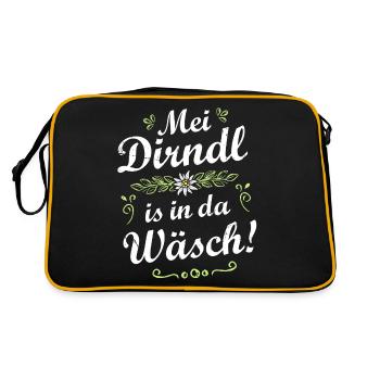 Mei Dirndl is in da Wäsch - Retro Tasche - Schwarz/Gold - Hinten