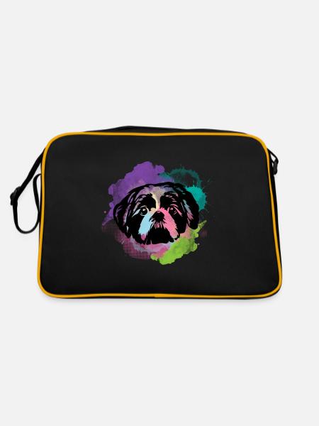 Dog Lover I Splash Art Shih Tzu - Sac Retro - noir/or - Dos