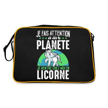 Je Rentre En Licorne Humour Environnement Écologie - Sac Retro - noir/or - Dos