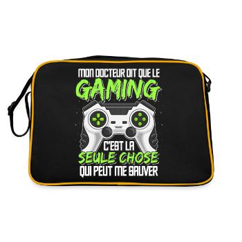 Gaming Thérapie Humour Idée Cadeau Gamer Ado - Sac Retro - noir/or - Dos