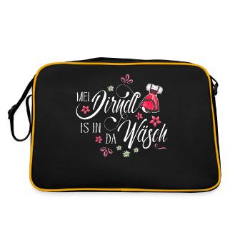 Mei Dirndl is in da Wäsch - Retro Tasche - Schwarz/Gold - Hinten