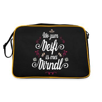 Wo zum Deifi is mei Dirndl? - Retro Tasche - Schwarz/Gold - Hinten