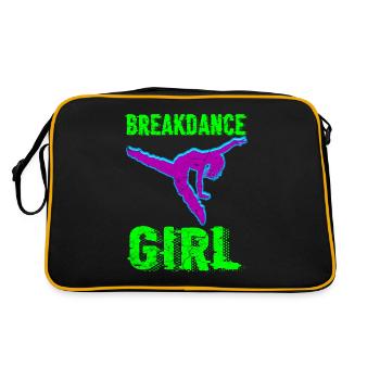 Breakdance Mädchen Tänzerin - Retro Tasche - Schwarz/Gold - Hinten