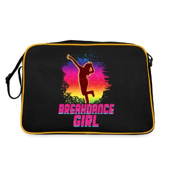 Breakdance Mädchen Tänzerin - Retro Tasche - Schwarz/Gold - Hinten