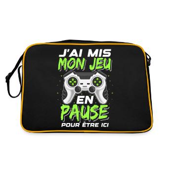 Jeu En Pause Humour Geek Idée Cadeau Gamer Ado - Sac Retro - noir/or - Dos