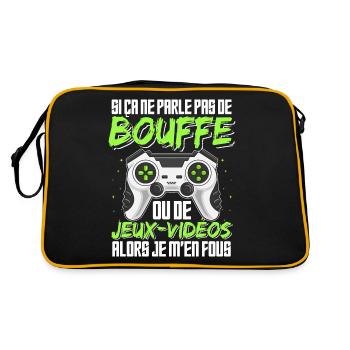 Jeux Vidéo Humour Bouffe Idée Cadeau Gamer Ado - Sac Retro - noir/or - Dos