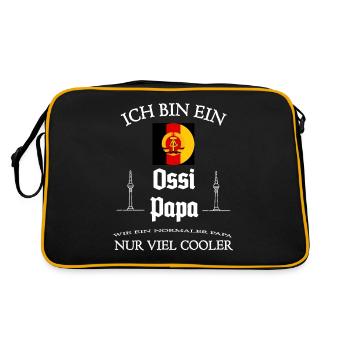 DDR Sachsen Ossi Ostberlin Moped outfit Spruch - Retro Tasche - Schwarz/Gold - Hinten