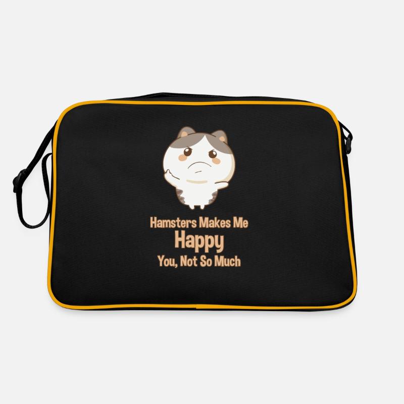 Hamster kawaii - Retro Tasche - Schwarz/Gold