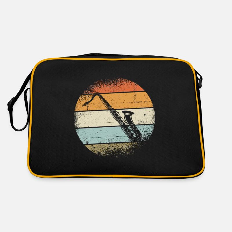 Saxophone - Retro Tasche - Schwarz/Gold