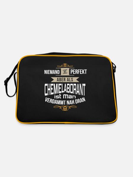Chemielaborant Labor Laborant Chemie perfekt - Retro Tasche - Schwarz/Gold - Hinten