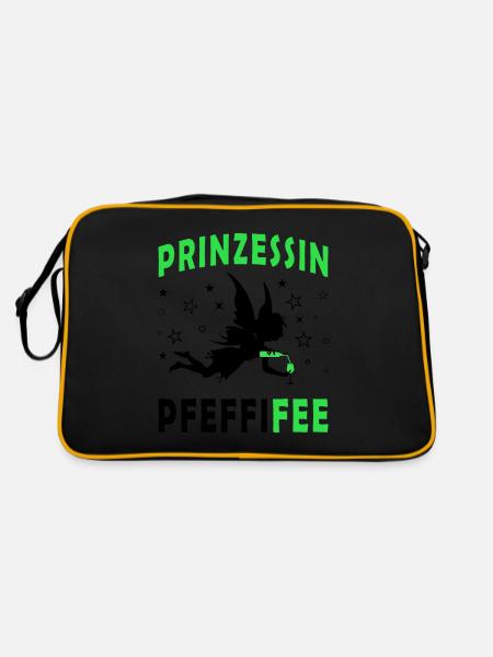 Prinzessin Pfeffifee Pfefferminz Pfefferminzlikör - Retro Tasche - Schwarz/Gold - Hinten