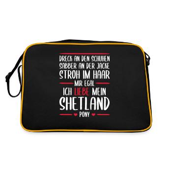 Shetland Pony Shetty Liebe Geschenk - Retro Tasche - Schwarz/Gold - Hinten