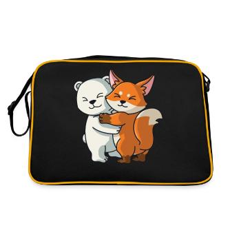 Eisbär Fuchs Liebe niedliche Tiere knuddeln - Retro Tasche - Schwarz/Gold - Hinten