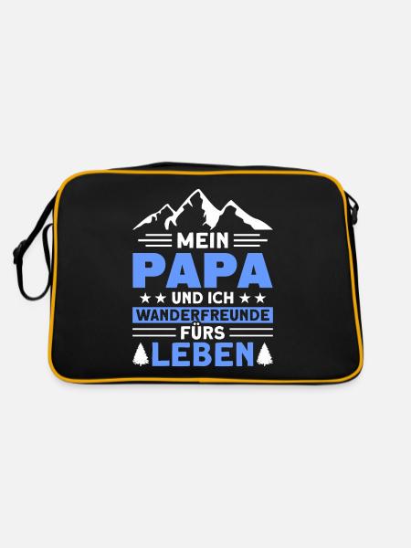 Wanderer Wandertour Wandern - Retro Tasche - Schwarz/Gold - Hinten