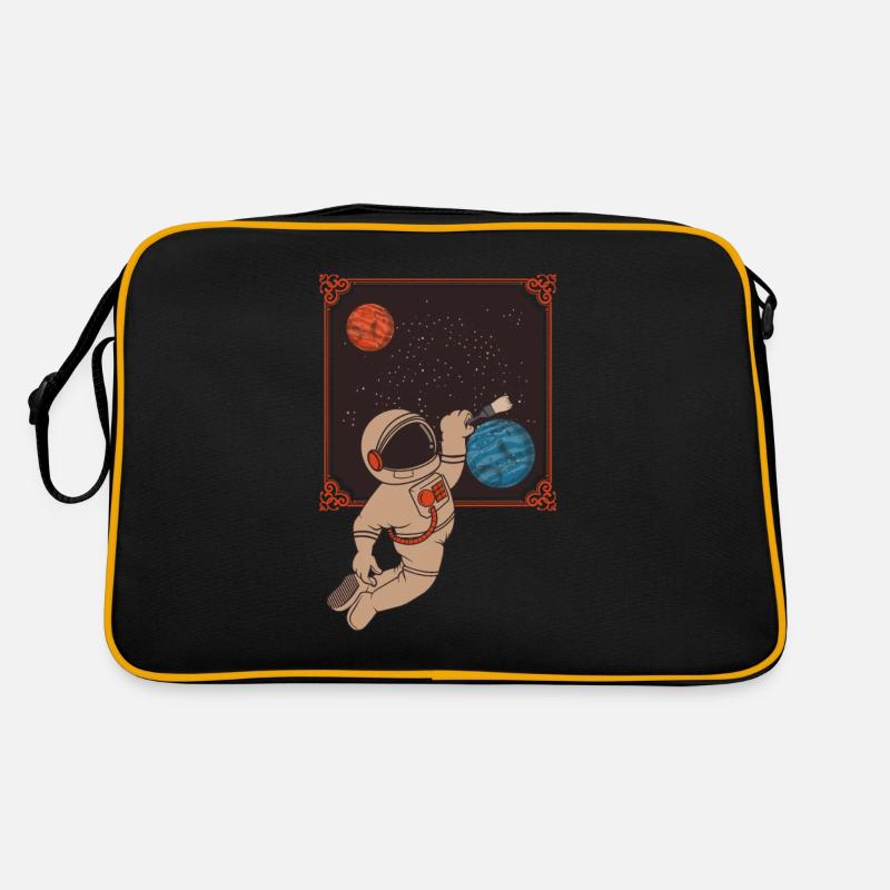 Weltraum Astronaut - Retro Tasche - Schwarz/Gold