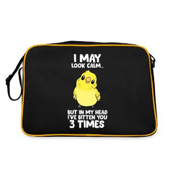 Parakeet Bird In My Head I've Bitten You 3 Times - Retro Bag - black/gold - Back