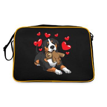 Grand chien de sennation suisse avec animal en peluche - Sac Retro - noir/or - Dos