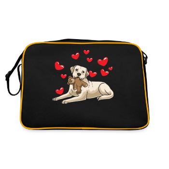 Labrador Retriever chien avec peluche - Sac Retro - noir/or - Dos