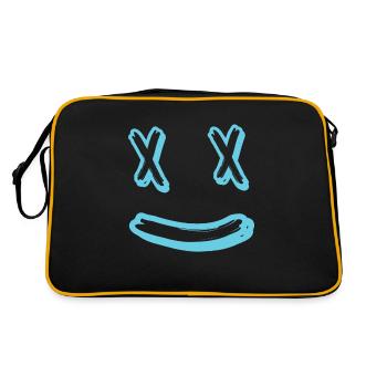 Gesicht Lachen - Retro Tasche - Schwarz/Gold - Hinten