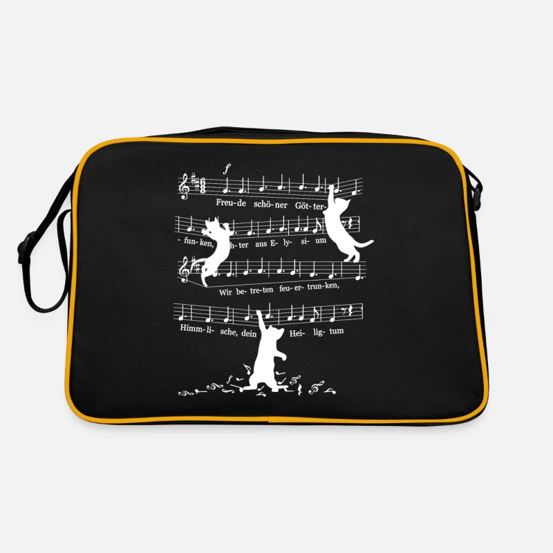 Freche Kätzchen Katzen Beethoven 9.Symphonie Noten Retro Tasche