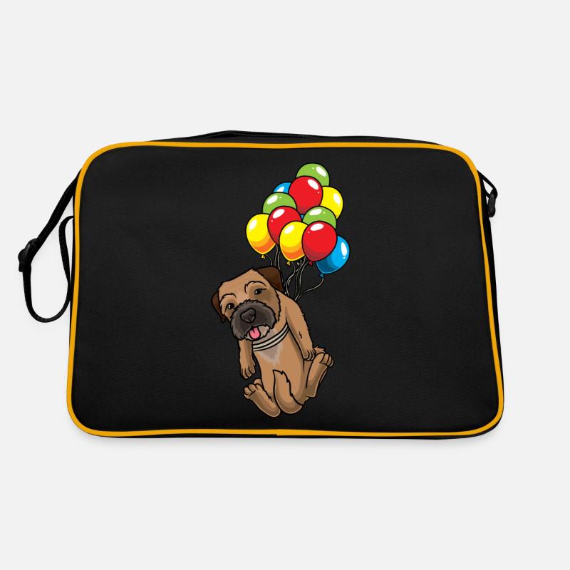 Border Terrier mit Luftballons Retro Tasche