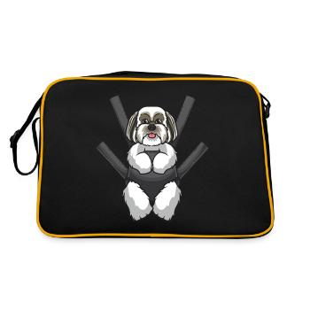 Lhasa Apso Hund - Retro Tasche - Schwarz/Gold - Hinten