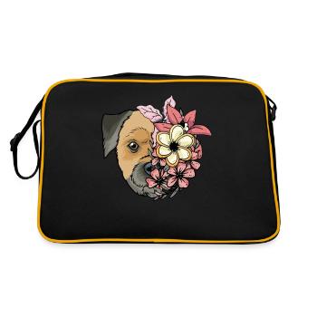 Border Terrier with flowers - Retro Bag - black/gold - Back