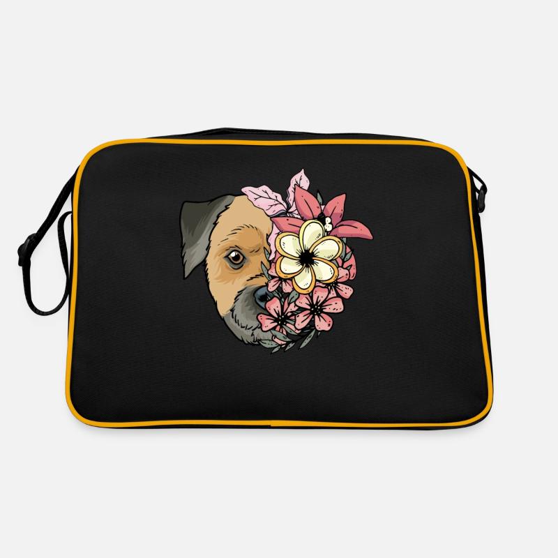 Border Terrier with flowers Retro Bag