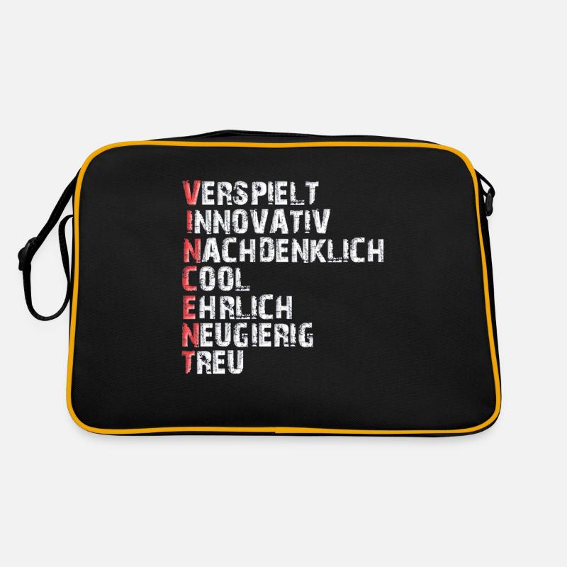 Vincent - Retro Tasche - Schwarz/Gold