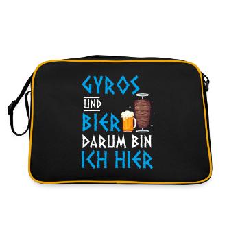 Gyros Grill Biertrinker Bierkrug Griechenland - Retro Tasche - Schwarz/Gold - Hinten