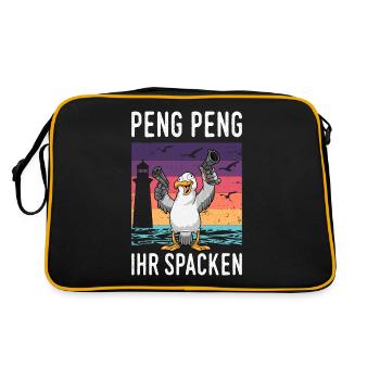 Moin Lübeck Moin Oldenburg Moin Hamburg Rostock - Retro Tasche - Schwarz/Gold - Hinten