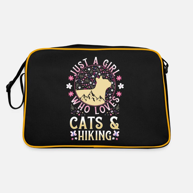 Katzen und Wandern Spruch Geschenk Retro Tasche