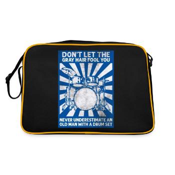Drums Drum Sticks Drummer Grandpa - Retro Bag - black/gold - Back