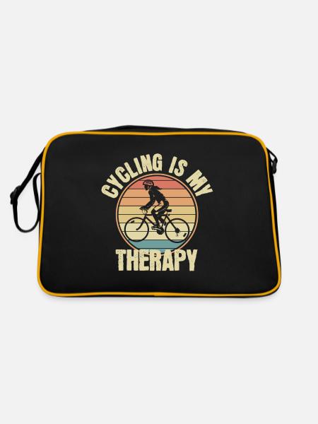 Radfahren ist mein Therapie-| Fahrradmädchen Retro - Retro Tasche - Schwarz/Gold - Hinten