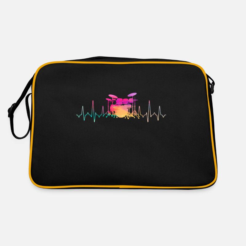 Drummer Heartbeat - Retro Tasche - Schwarz/Gold