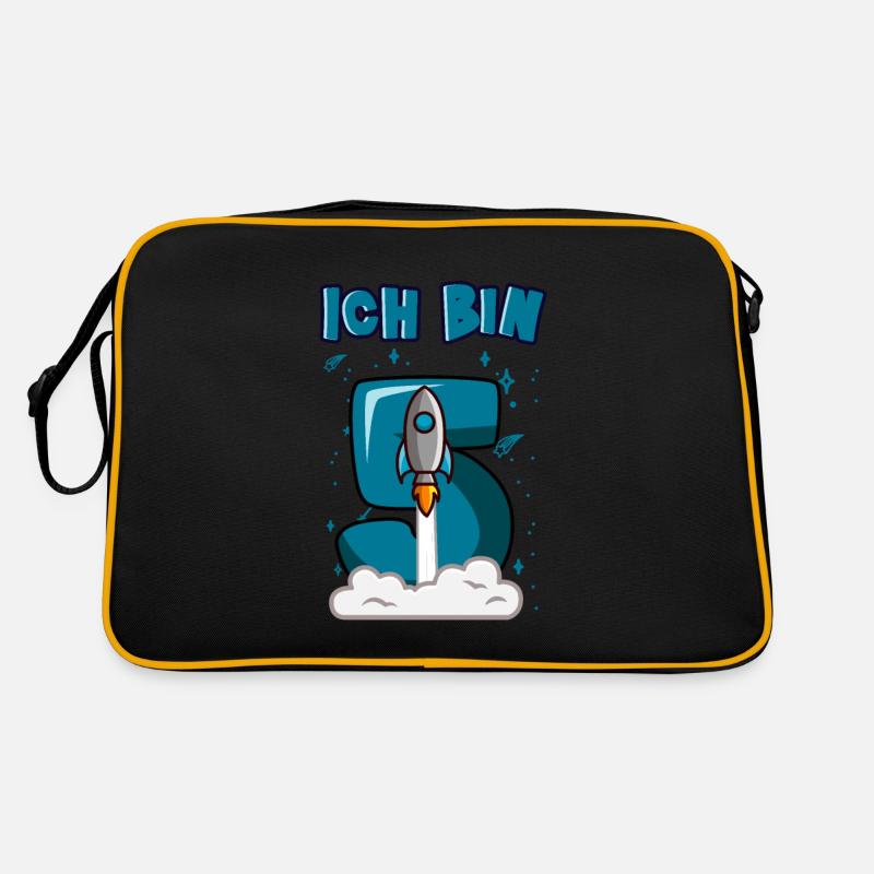 ICH BIN SCHON 5 5 Geburtstag 5 Jahre Junge Rakete Retro Tasche