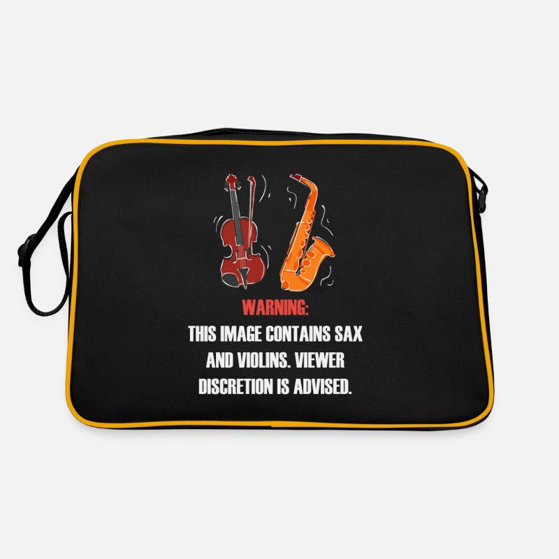 Warnung enthält Saxophon und Geigen Diskretion Retro Tasche