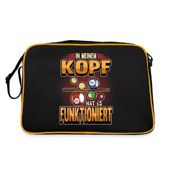 Lustig Billard Queue Billardkugel Spruch Geschenk - Retro Tasche - Schwarz/Gold - Hinten
