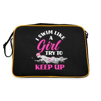 I Swim Like A Girl Try To Keep Up Swimmer Natation - Sac Retro - noir/or - Dos