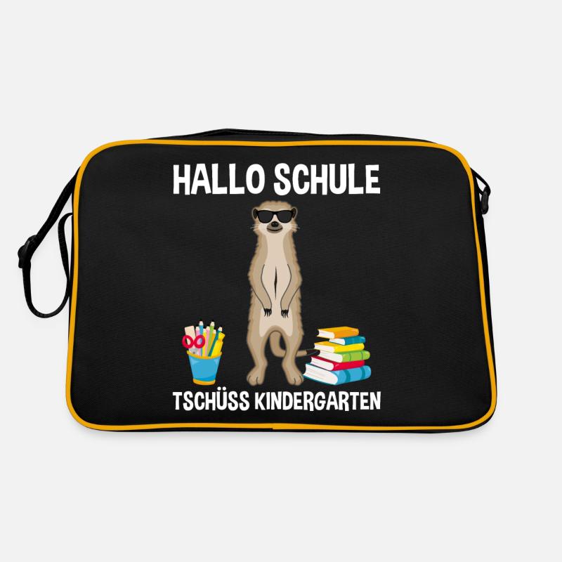 Einschulung Schulbeginn 1. Klasse Erdmännchen - Retro Tasche - Schwarz/Gold