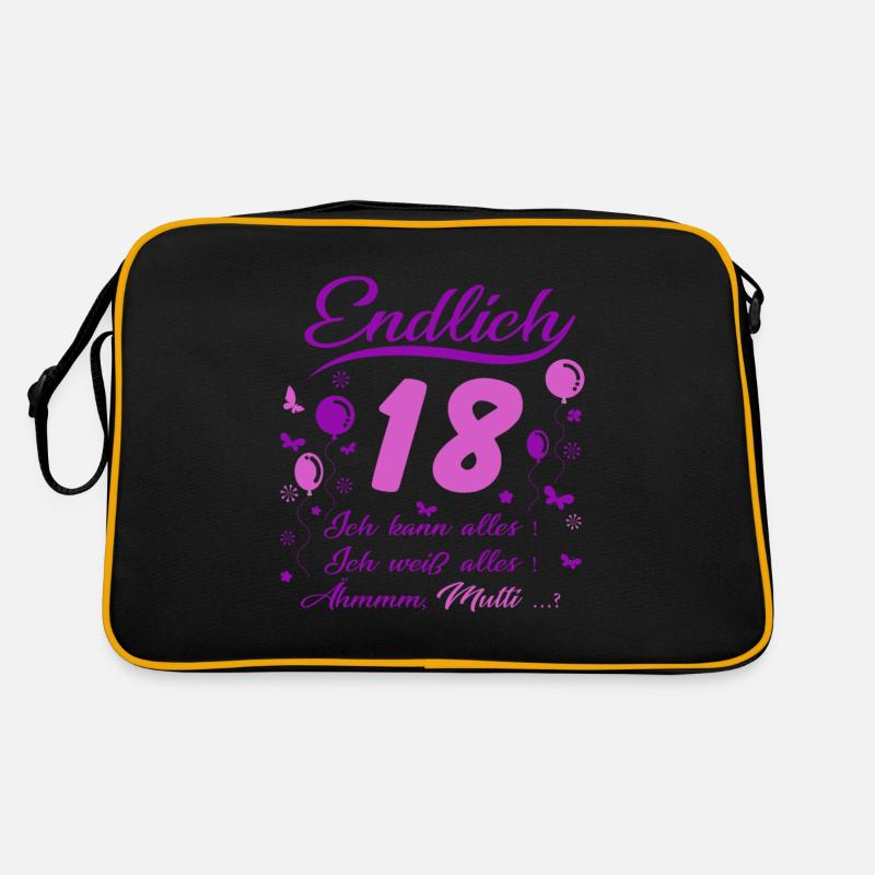 18 Geburtstag Mädchen Geschenk lustig 18. Ehrentag - Retro Tasche - Schwarz/Gold