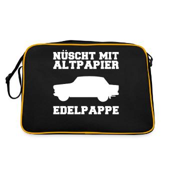 DDR Trabi Auto Ossis Geschenk - Retro Tasche - Schwarz/Gold - Hinten